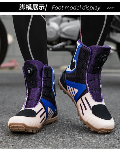 Motorcycle protective riding boots men four season fashion high top anti slip wear-resistant comfortable off-road cycling boots