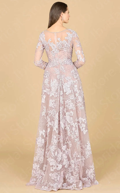 Vintage Dark Teal Mother Gowns for Wedding Women 2024 Lace Mother of the Groom Dress Long Sleeves Wedding Party Dresses Pink