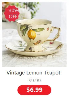 Vintage Lemon Teapot Coffee Cup and Saucer Set Beautiful Coffee Mug Modern Set Tania Bulhoes Luxury Design Cup