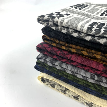 100% Cotton 110 X 110cm Hunting Scarf Shemagh Tactical Desert Keffiyeh Head Neck Scarf Arab Wrap with Tassel