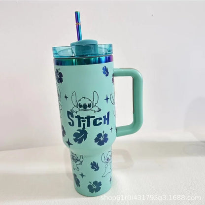 In Stock Stitch Cartoon Peripheral Insulated Cup 40oz 1180ml Stainless Steel Straw Cup Large Capacity Portable And Durable Gift