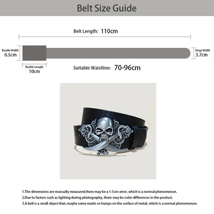 Punk Skull Plus size Leather Belt For women and men Harajuku Gothic Y2K Embossed Skeleton Hand Decoration Halloween Accessories