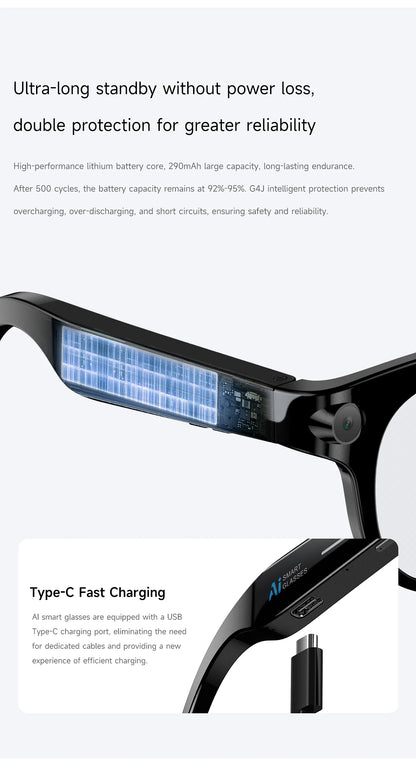 2026 New Smart Glasses Listening To Music Open Listening AI Translation AI Voice Assistant AI Image Recognition Smart Glasses