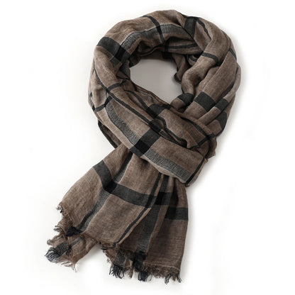 Fashion Plaid Cotton Linen Men Scarves Autumn Winter Warm Men's Scarf Short Tassel Bufanda Male Accessories Pashmina Shawl