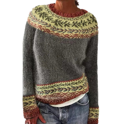 2025 Spring Knitted Women Sweater Print O-neck Long Sleeve Casual Loose Sweaters Female Winter Elegant Trendy Ladies Clothes