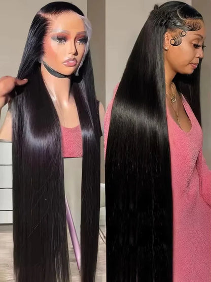 40 46 Inch 200 Density frontal Wig For Black Women Brazilian Wigs 13x6 Bone Straight HD Transparent Lace Front Human Hair Wigs
