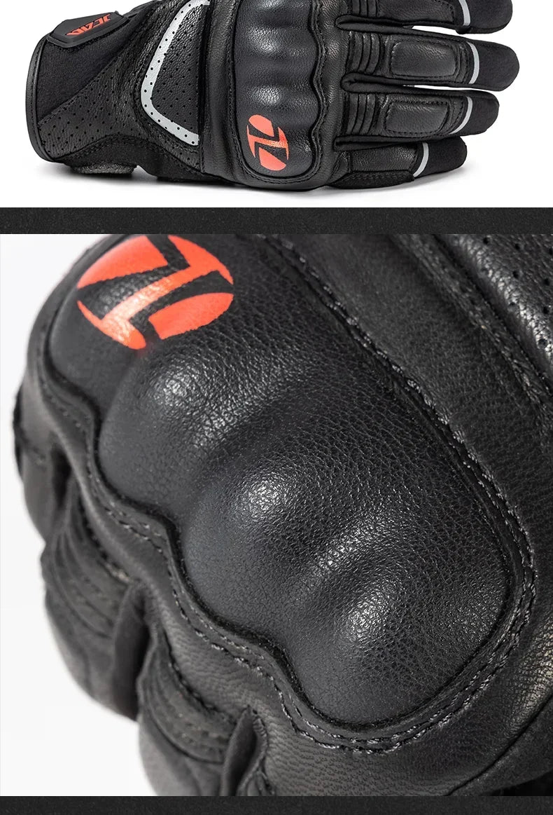 Unisex Goatskin Leather Riding Sports Biker Motorcycle Gloves Knuckle Mitten Men's Motocross Glove motogp Accessories for Summer