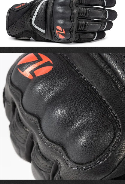 Unisex Goatskin Leather Riding Sports Biker Motorcycle Gloves Knuckle Mitten Men's Motocross Glove motogp Accessories for Summer