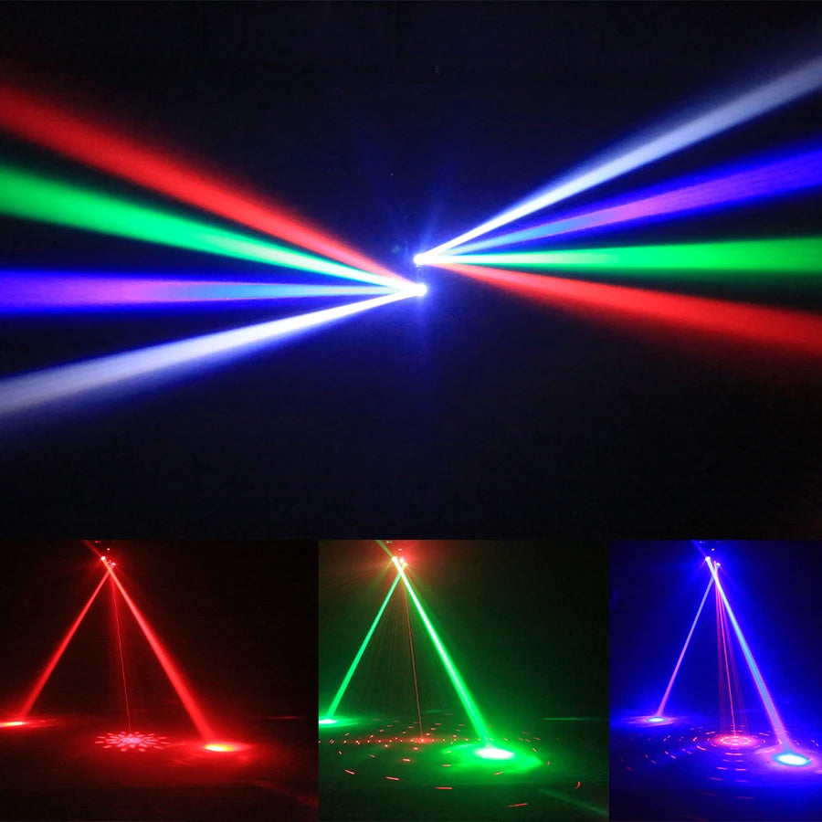Ybeiyuan New LED Rotating Laser Beam Strobe 3-in-1 Disco Light DMX512 DJ Bar Club Party Wedding Christmas Effect Stage Light
