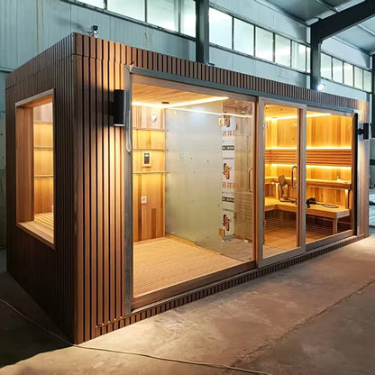 Customization Factory Customization Backyard   Sauna Outdoor with Shower  Authentic  Dry Wet Steam Sauna Room Shower Room 2-4 Pe