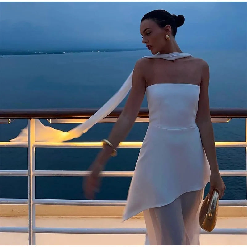 White Sexy Lace Flare Sleeve Dress Off Shoulder Slim Maxi Dresses Women 2024 Female Hollow Out Mermaid Floor Length Elegant Robe