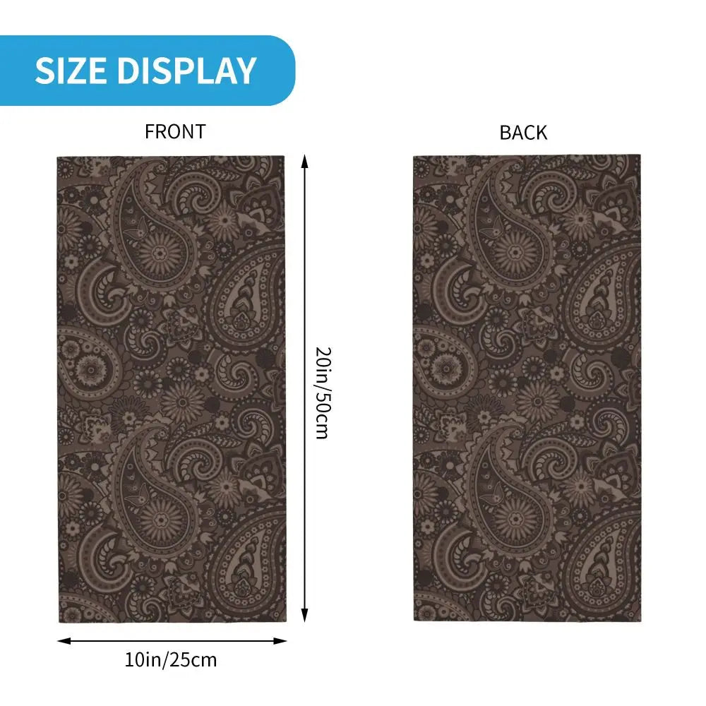 Custom Black Bandana Pattern Bandana Neck Gaiter for Hiking Cycling Women Men Wrap Scarf Paisley Style Headband Warmer