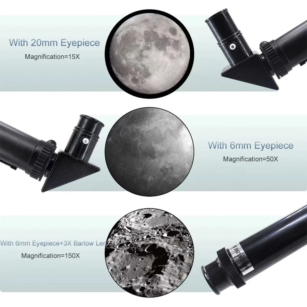 150X Astronomical Telescope , 70mm Aperture Refractor Portable Travel Telescope with Phone Adapter &Wireless Remote