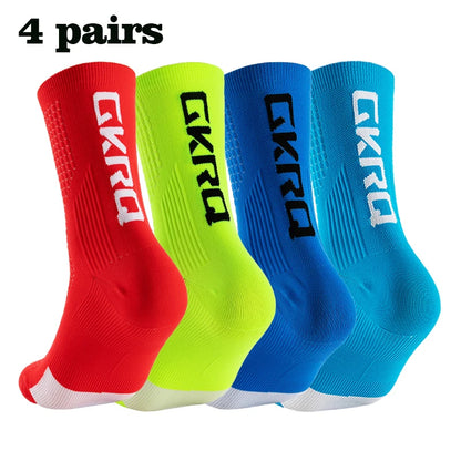 GKRQ 4pairs 2023 New Cycling Socks Bike Nurse Compression Road Bike Running Mtb Knee-high White Sports Funny Brand Black