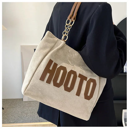 Solid Color Shoulder Bag, Trendy Letters Tote Bag, Canvas Campus Handbag for Women, Office,College,Work,Travel Hand Bags Bolsa