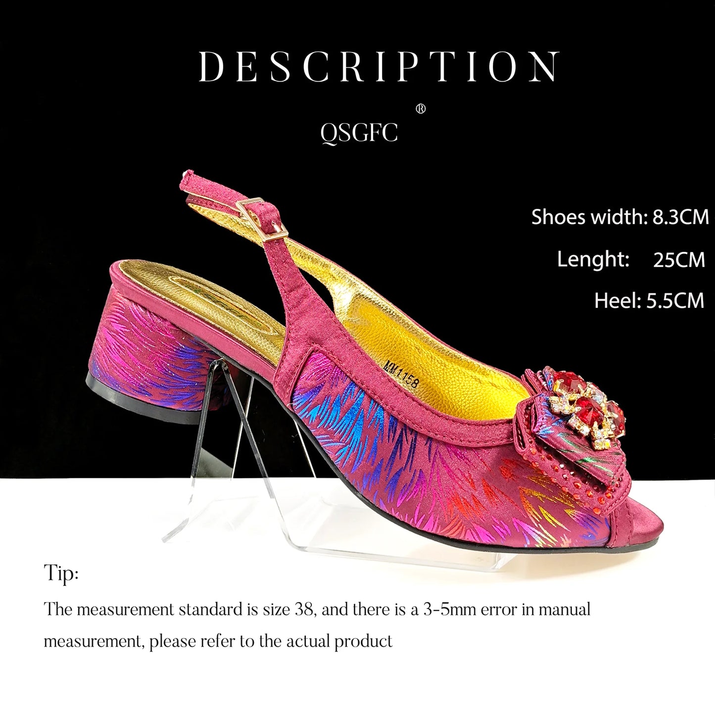 QSGFC New Design Nigerian Style Women Heels Shoes And Elegant Bag Set Color Matching Handbag Wedding Party Women Shoes