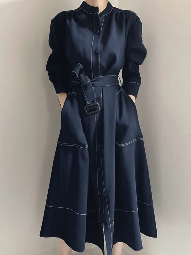 ZANZEA Fashion Long Shirt Dresses Women Elegant Streetwear Office Lady Midi Vestidos Belted Casual Autumn Long Sleeve Party Robe