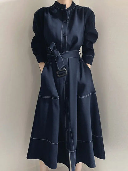 ZANZEA Fashion Long Shirt Dresses Women Elegant Streetwear Office Lady Midi Vestidos Belted Casual Autumn Long Sleeve Party Robe