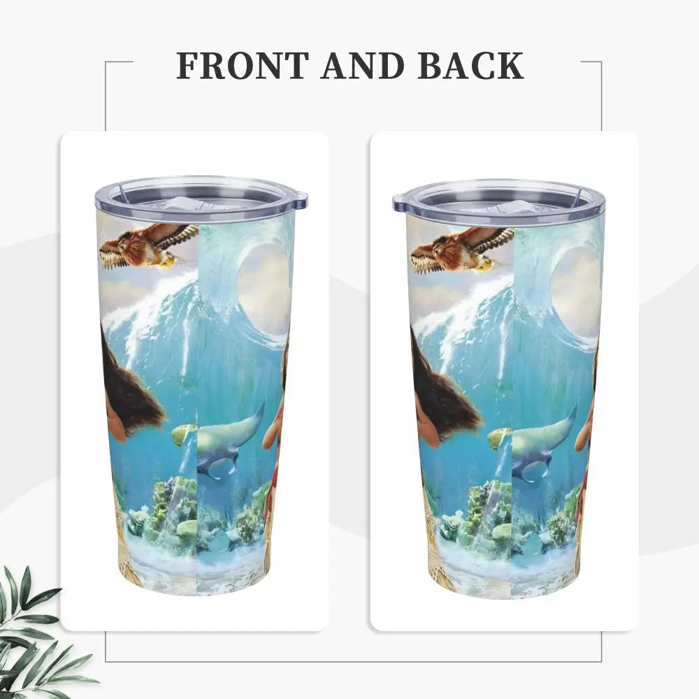 Moana and Pua Cartoon Movie Insulated Tumbler with Straws Stainless Steel Coffee Mugs Double Wall Car Bottle Cups 20oz