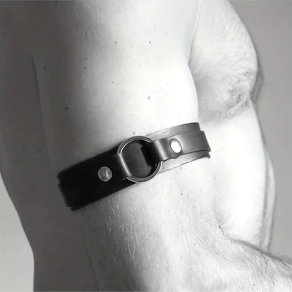 Punk Hip Hop Sexy PU Leather Fashion Men's Armband, Adjustable Bondage Elastic Armband Body Cage Arm Rings Erotic Rave Cosplay