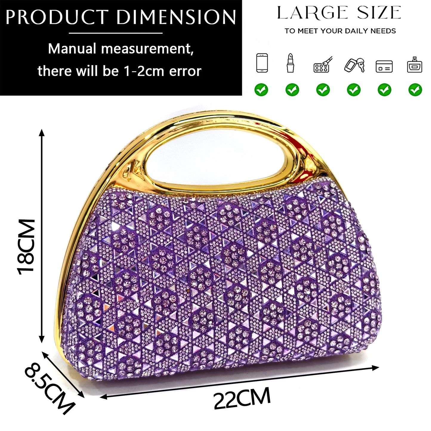 Venus Chan 2026 Women’s Italian Gold High Heels with Rhinestone Detail & Matching Bag Set - Stylish Pointed Toe Design