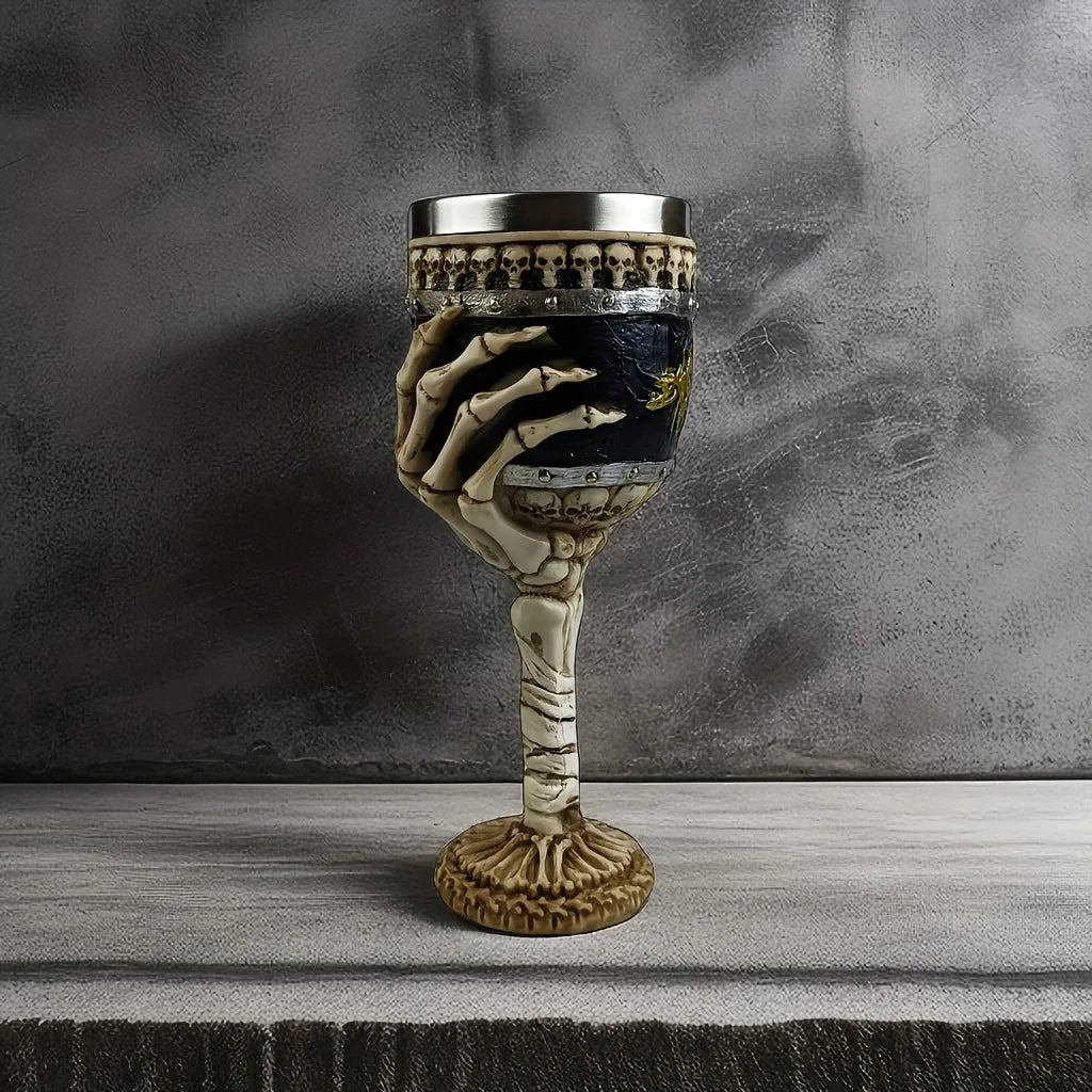 Gothic Skeleton Hand Goblet Halloween Skull Wine Glass Liner Dark Art Home Decor Gift for Gothic Enthusiast Party Drinkware