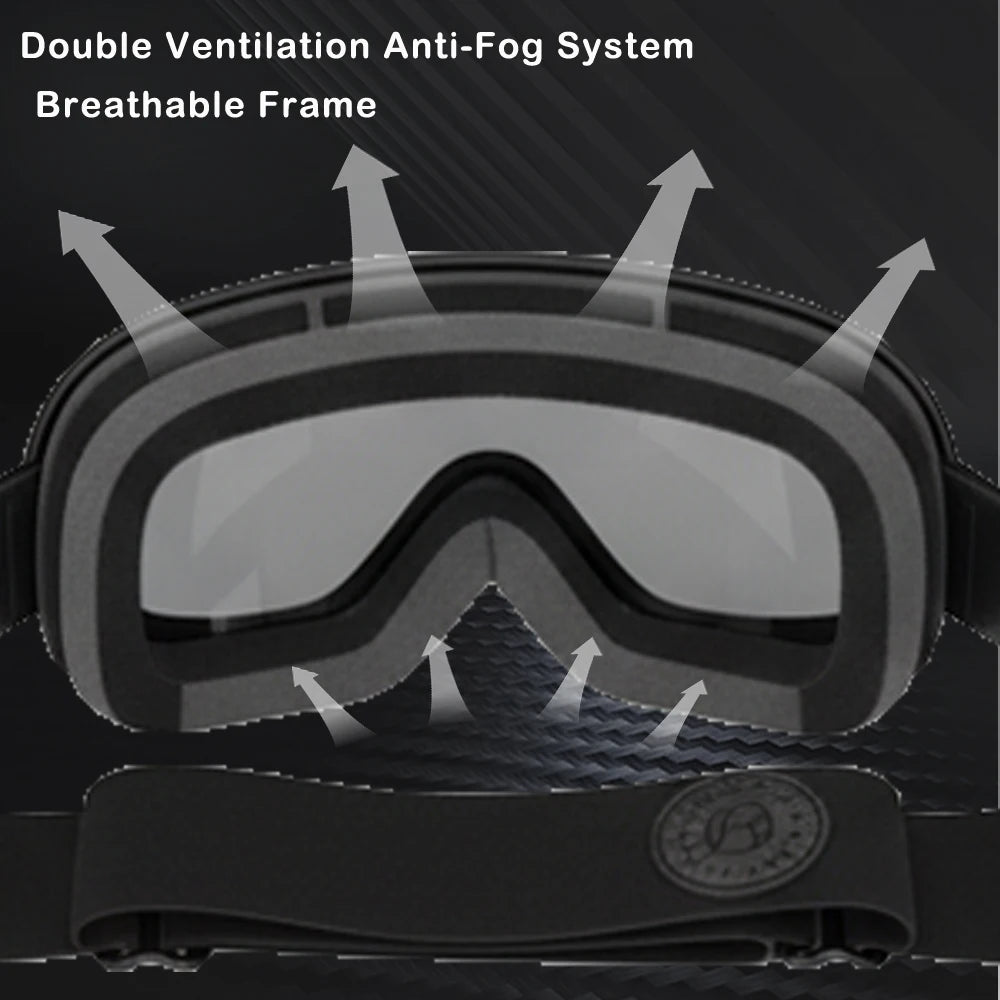 Vintage Motorcycle Goggles Over Glasses Photochromic UV400 Dirt Bike Goggles for Men Women Dual-Cycle Defogging Racing Glasses
