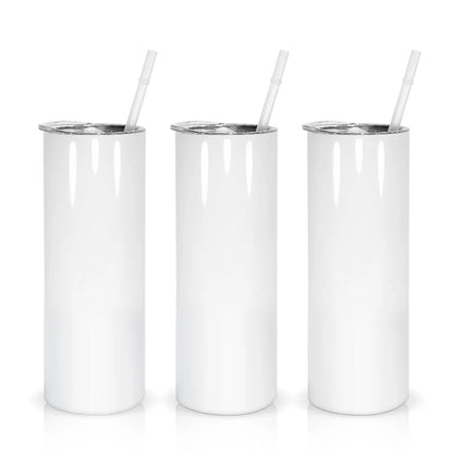 25pcs 20oz Sublimation Blank Skinny Tumbler Straight Skinny Tumbler Stainless Steel Insulated Tumblers With Plastic Straws Wang