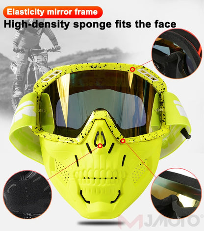 VEMAR Detachable Motorcycle Helmet Goggles Cycling Glasses Man Windproof Dust-proof Motocross Face Mask Goggles Glasses Block UV
