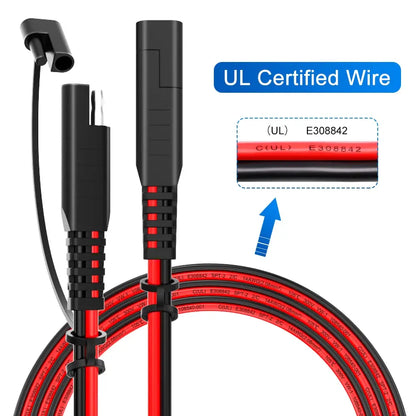 Extractme 14AWG SAE to SAE Extension Cable SAE Power Connector for Car RV Motorcycle Solar Panel SAE Plug Battery Charging Cable
