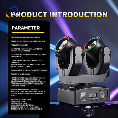 New Double Head Moving Head Beam Light With Aperture Remote Control DMX512 DJ Disco Bar Christmas Birthday Party Effect Light