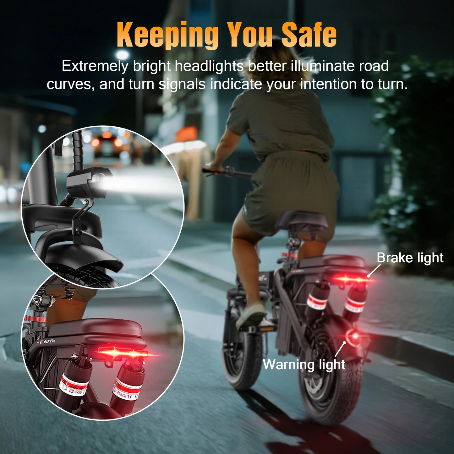 Electric Bike for Adults Teens, 1200W Peak Motor, 25MPH Folding E-Bike, 480/720Wh Battery, 40 Miles Range, Advanced 6 Shock