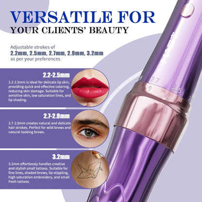 Mast P60 Wireless Tattoo Machine PMU Pen 5 Strokes Length 2.2mm - 3.2mm Permanent Makeup for Pro Artists Eyebrows Eyeliner Lip