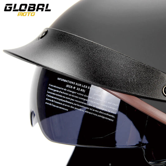 DOT Certification Motorcycle Helmet Retro Motocross Half Helmet Open Face Scooter Biker Sunshade Lens Summer Moto Men Helmet