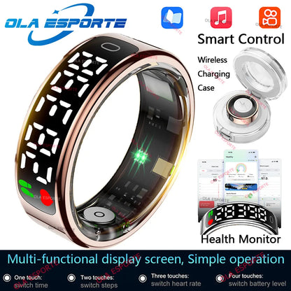 Smart Ring with Display Screen and Touch for Men Women, Health and Sleep Monitor, 5ATM Waterproof, Multi-sport Mode, Smartring