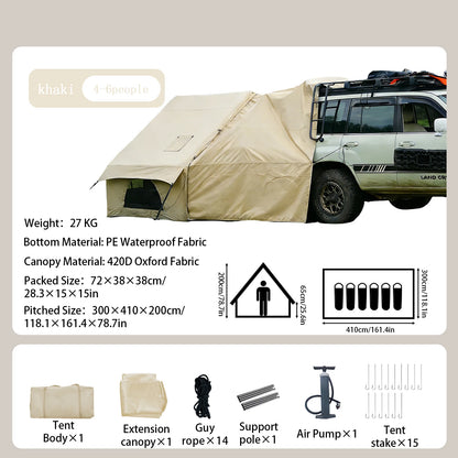 Large Inflatable Camping Tent with Skylight, Quick Air-Flow & Breathable Mesh Design, Summer Glamping Hot Tents for Ca