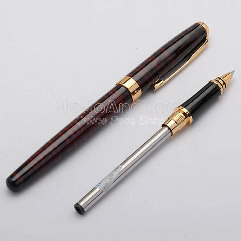 Baoer Red Green Black Blue Grain & Golden Roller Ball Pen BR020