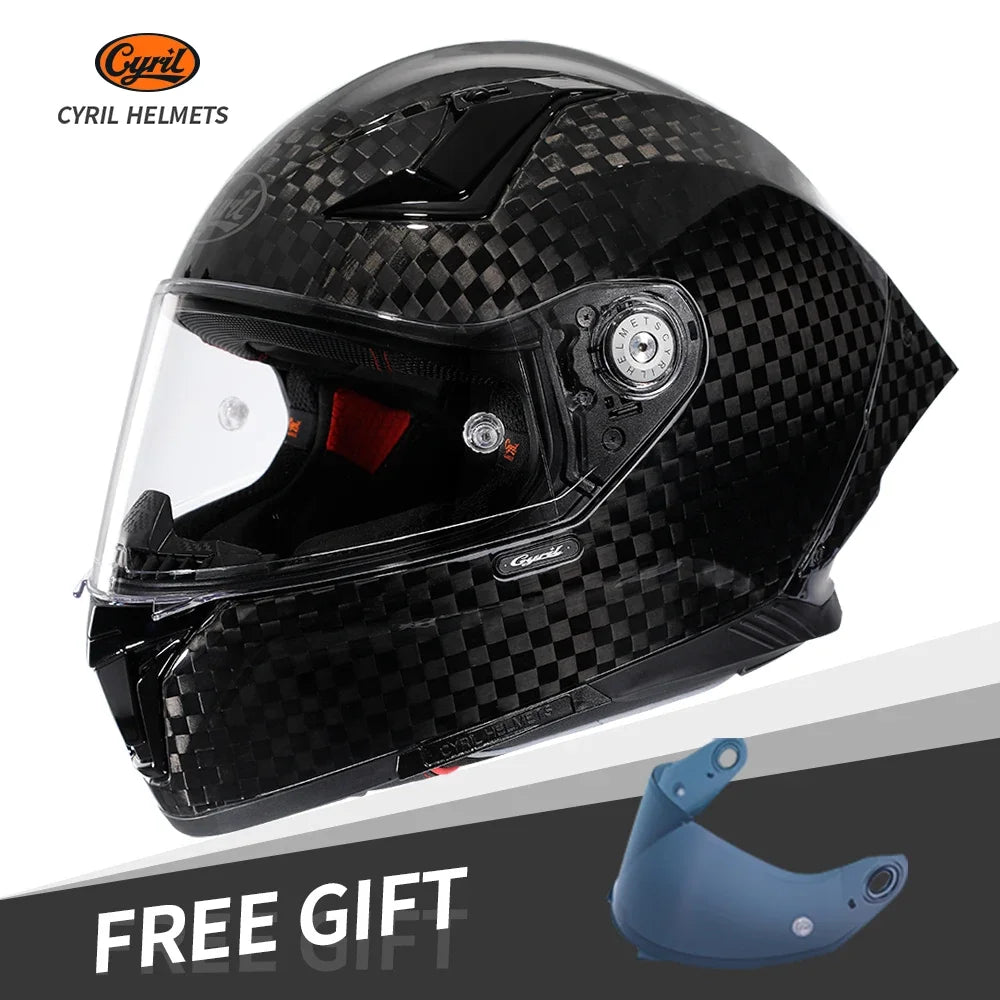 Unisex Lightweight Carbon Fiber Kevlar Full Face Motorcycle Street Bike Helmets Racing Helmet DOT ECE Approved CYRIL Casque Moto