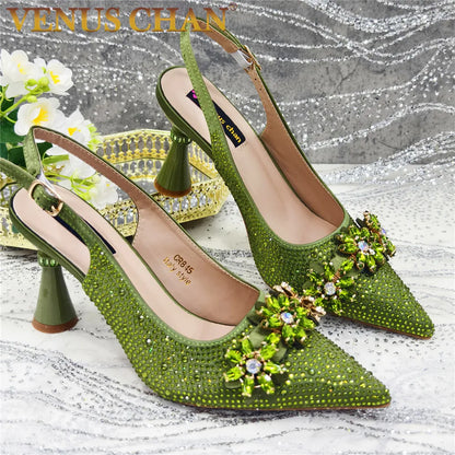 New Arrival African Women Shoes Decorated with Rhinestone Shoes for Women 2025 Designer Luxury Plus Size 43 Wedding Shoes Bride