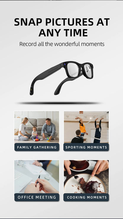 Hiwego New  Smart AI Glasses 800W pixel AI Shooting Camera HD Photo Video Voice Call Translation  Bluetooth Glasses For xiaomi