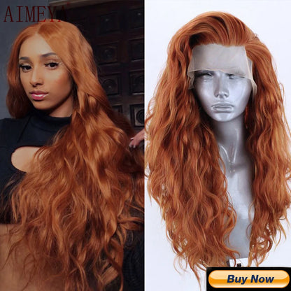 AIMEYA Blonde Wig Synthetic Lace Wigs for Women Natural Hairline Synthetic Lace Frontal Wig Preplucked Wavy Wigs Cosplay Use