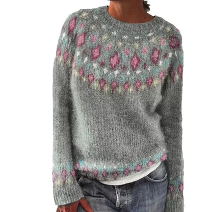 2025 Spring Knitted Women Sweater Print O-neck Long Sleeve Casual Loose Sweaters Female Winter Elegant Trendy Ladies Clothes