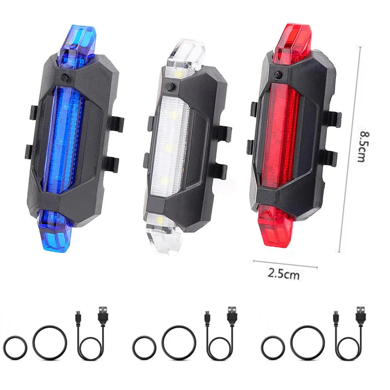 USB Rechargeable Bicycle Lights Bike Safety Warning Lamp Outdoor Waterproof Cycling Flashlight For Mountain And Road Bikes