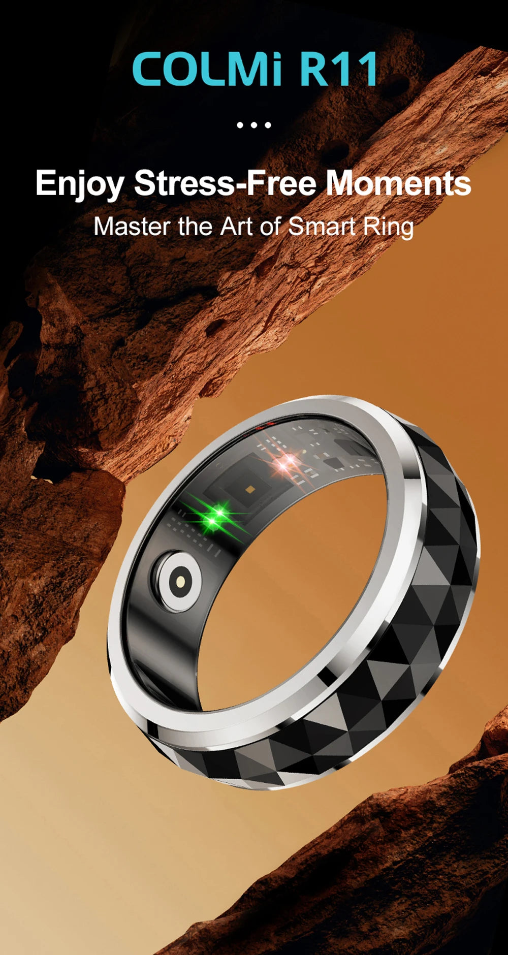 2026 New  Smart Ring, Fidget Spinner Anxiety Relieve Ring with Charging Case for Men, Health and Sleep Monitor, 5ATM Waterproof