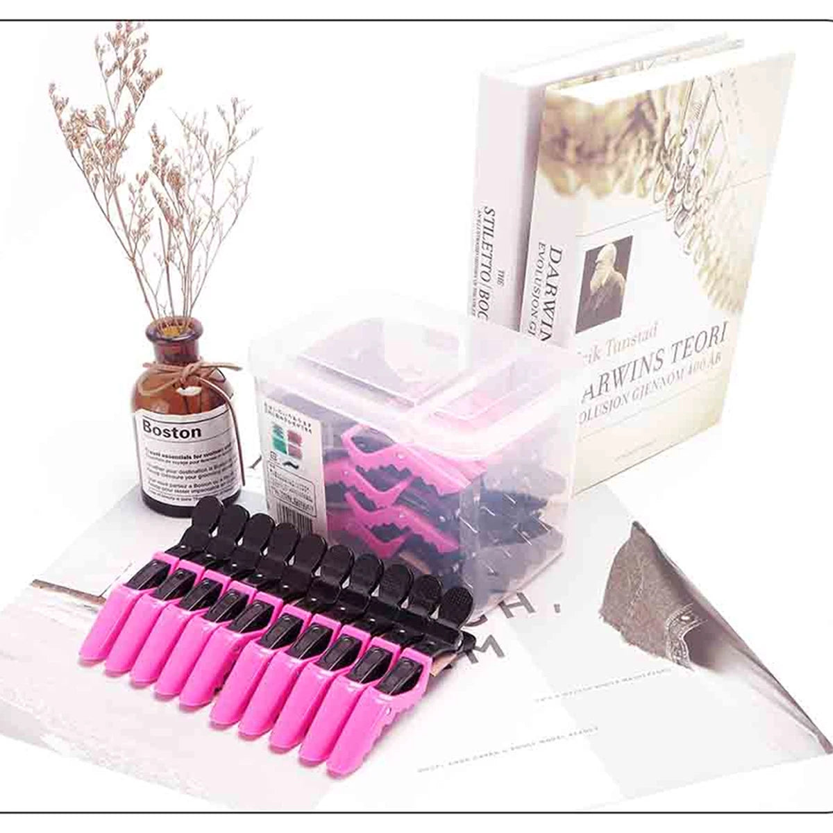 30pcs/box Hairdressing Plastic Crocodile Clip Wide Tooth Hairdressing Clip Portable Professional Salon Hairdressing Styling Tool