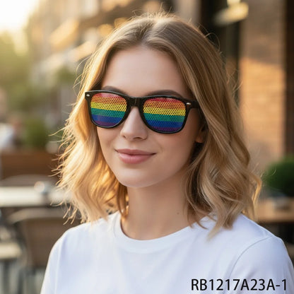 PESENAR Pride Month LGBTQ+ Rainbow Perforated glasses - Vibrant Pride Statement Eyewear for Celebration