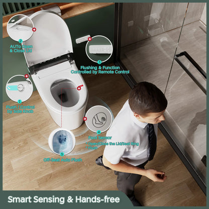 CC 45Elongated Smart Toilet with Bidet Built in,ADA Bidet Height,Foam Dispenser,One-Piece Toilet with Instant Warm Water and Dry