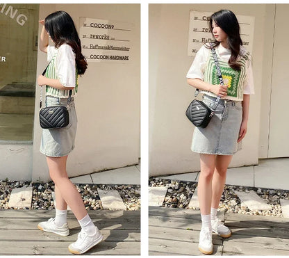 Minimalist Mini Fashionable Quilted Crossbody Bag Wallet, Trendy PU Shoulder Bag, WOMEN'S Casual Handbag and Mobile Phone Wallet
