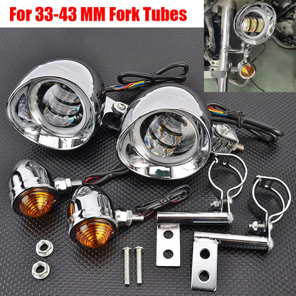 Motorcycle Headlight Spot Fog Light Turn Signal Light Bar Bracket For Honda VT VTX Shadow For Harley Kawasaki Suzuki Cruisers