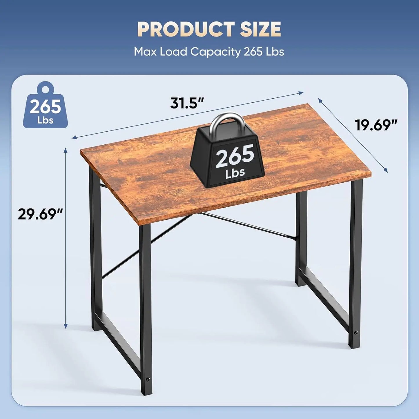 32-inch Modern Home Office Desk, X-Shaped Reinforcement Study Table for Bedroom Writing